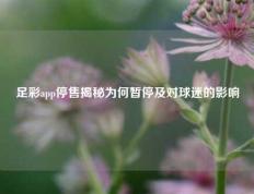 足彩app停售揭秘为何暂停及对球迷的影响