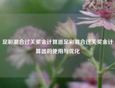 足彩混合过关奖金计算器足彩混合过关奖金计算器的使用与优化