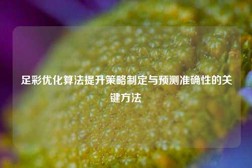 足彩优化算法提升策略制定与预测准确性的关键方法