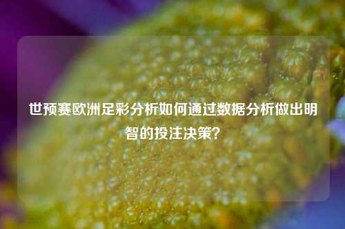 世预赛欧洲足彩分析如何通过数据分析做出明智的投注决策？
