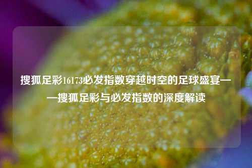 搜狐足彩16173必发指数穿越时空的足球盛宴——搜狐足彩与必发指数的深度解读