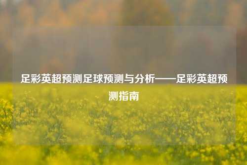 足彩英超预测足球预测与分析——足彩英超预测指南