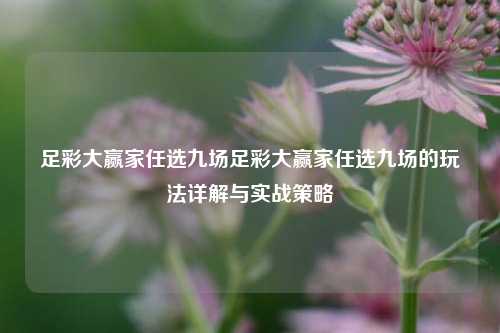 足彩大赢家任选九场足彩大赢家任选九场的玩法详解与实战策略