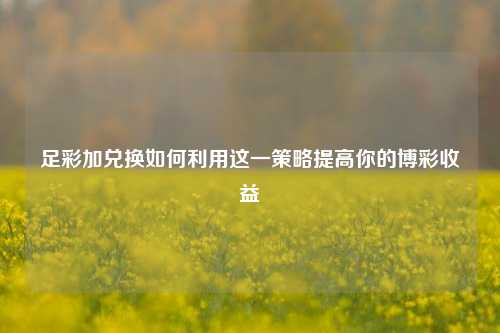足彩加兑换如何利用这一策略提高你的博彩收益