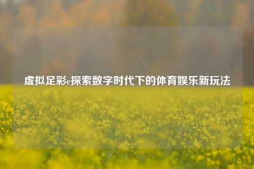 虚拟足彩e探索数字时代下的体育娱乐新玩法