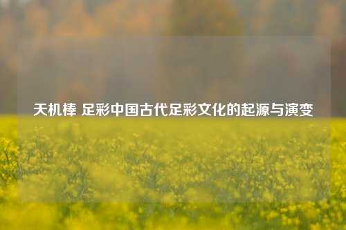 天机棒 足彩中国古代足彩文化的起源与演变