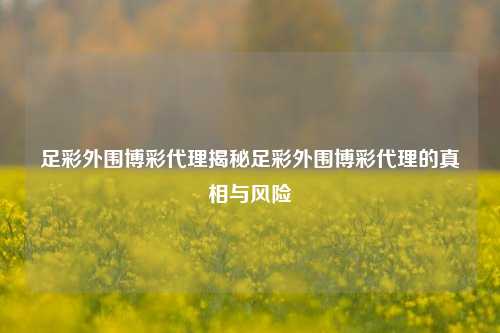 足彩外围博彩代理揭秘足彩外围博彩代理的真相与风险