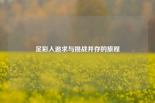 足彩人追求与挑战并存的旅程