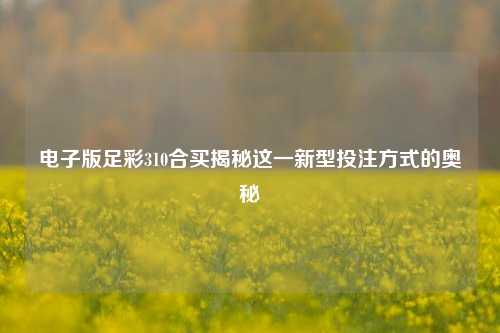 电子版足彩310合买揭秘这一新型投注方式的奥秘