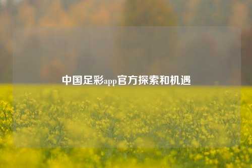 中国足彩app官方探索和机遇