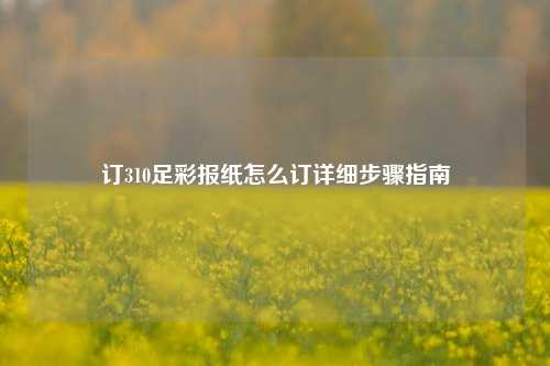 订310足彩报纸怎么订详细步骤指南